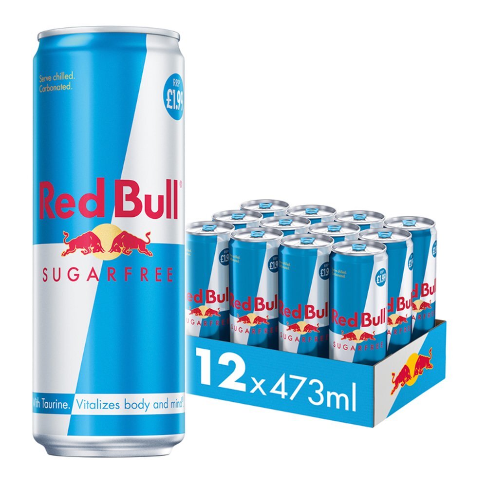 Red Bull Energy Drink, Sugar Free, 473ml (Pack of 12)